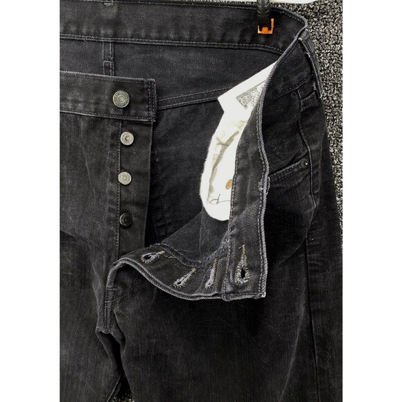 Levi's Mens 501 Jeans 36x34 Regular Fit Denim Button Fly Black Pants Western - Picture 12 of 13